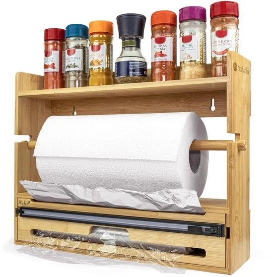 Accessorio da cucina 4 in 1 - Porta oggetti per muro