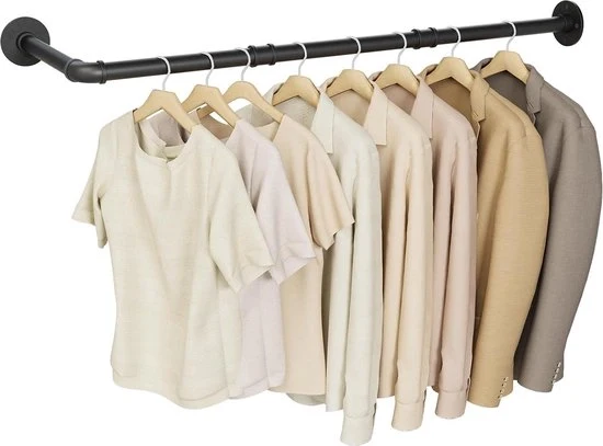 Stang a forma di L per abbigliamento - Montaggio a parete - Vintage - Nero - B90 x D30 cm