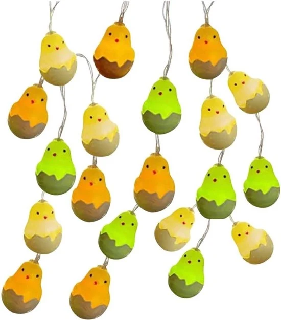 Cavo di illuminazione con 20 LED, decorazione pasquale per interni e feste di Pasqua, 3 m, con timer, alimentato da batterie