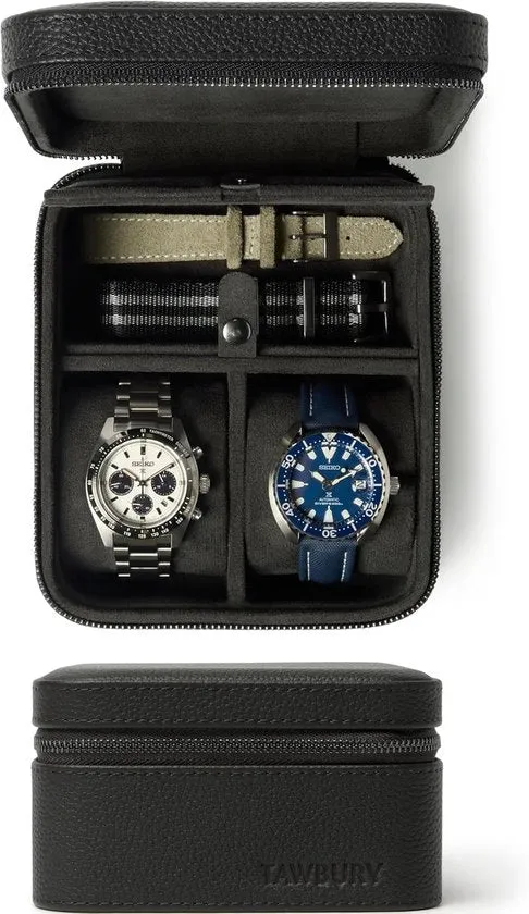 Cassaforte in pelle per orologio da viaggio - contenitore di conservazione - nero - pelle