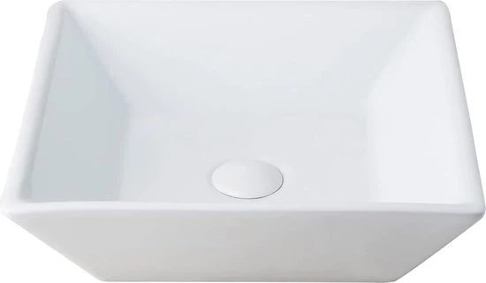 Wastafello in Ceramica Quadrata 15,75" Bianco per Bagno