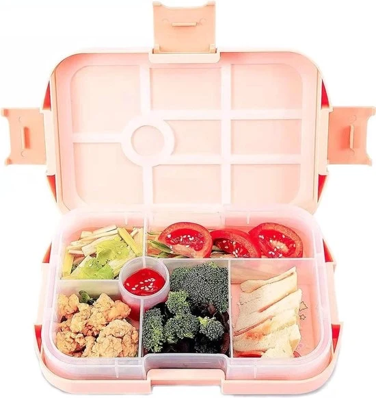Bentobox per bambini con 6 contenitori in rosso - Cassetto per pane per bambini con suddivisione Cassetto per pane