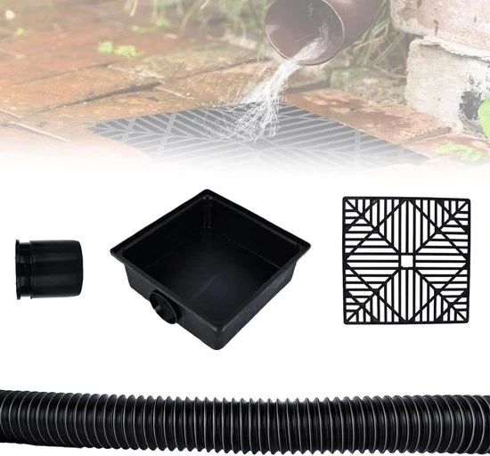 Regolatore di tubazione per pioggia - raccolta acqua di pioggia per tubazione di pioggia - 1 pezzo - nero - plastica