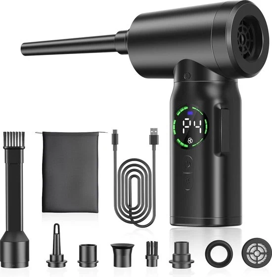 Distruttore di polvere - Pulitore di polvere - 4 velocità - Vapore compresso - Senza fili - Ricaricabile - Aspirapolvere - Pulitore di divano - LED - Nero