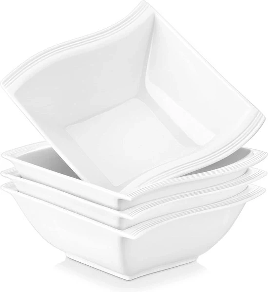 Set di piatti bianchi quadrati - lotto da 4 - servizio da colazione e dessert