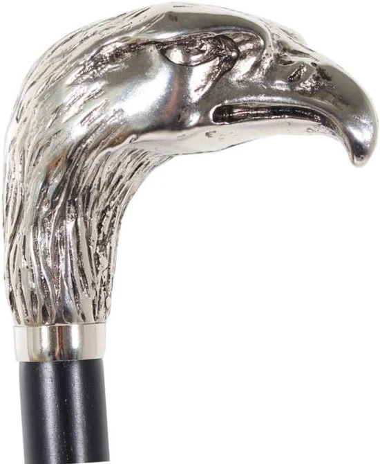 Design cucchiaio con testa di aquila - 70 cm - nero e argento - manico di legno