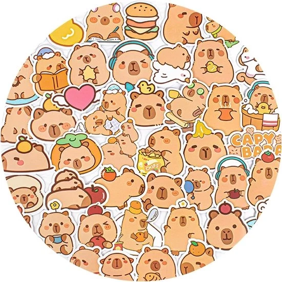 Sticker capibabri - 100 pezzi - decorazione capibabri - adesivi in vinile per laptop - bagaglio - borraccia - elmo - adesivi per viaggiatori per bambini e adulti