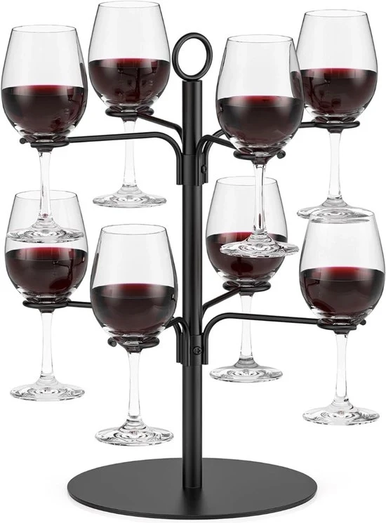 Torrino per 8 bicchieri per cocktail Aperol, albero per cocktail in vetro nero per feste e regali