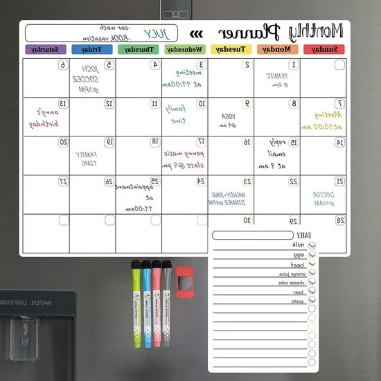 Calendario da frigorifero magnetico - Bianco - 1 pezzo