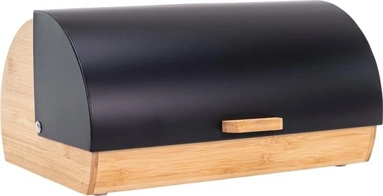 Apertura frontale grande per forno a pane - prolunga la freschezza - cestello per pane in acciaio e bambù - accessorio cucina - nero Cestello per pane