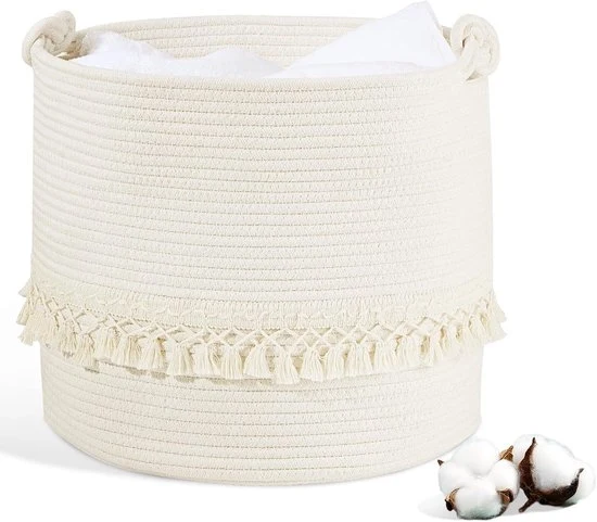 Asseccoletto a mano con maniglia - 38 litri - bianco - cotone - 35 x 40 cm