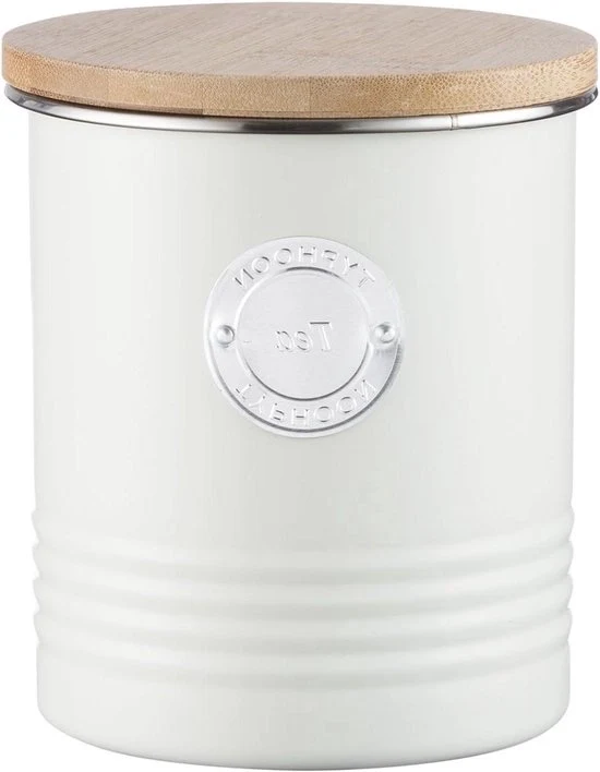 Cassa di stoccaggio con coperchio - Pastello crema - 1 l - Acciaio e bambù