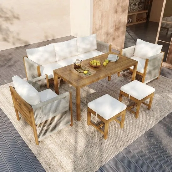 Set di mobili da giardino - Acacia - 6 pezzi - 3 divani a tre posti - 2 divani a due posti