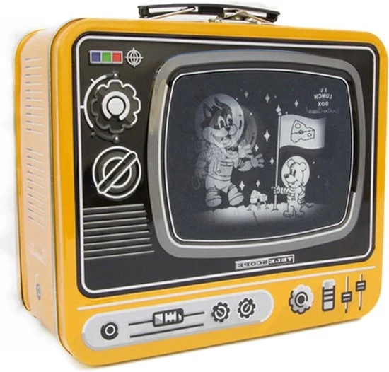 Lunchbox in Metallo - Design Retro - Giallo - Adatto per Bambini e Adulti