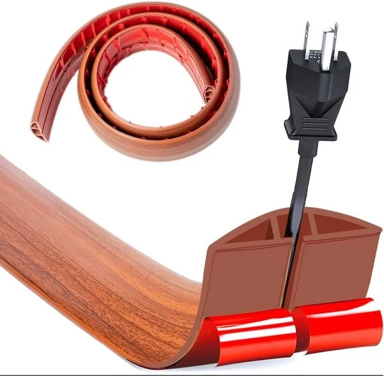 Cavo in gomma per pavimentazione - Protezione cavo per uffici e appartamenti - 1,0m x 5cm - Rivestimento in legno