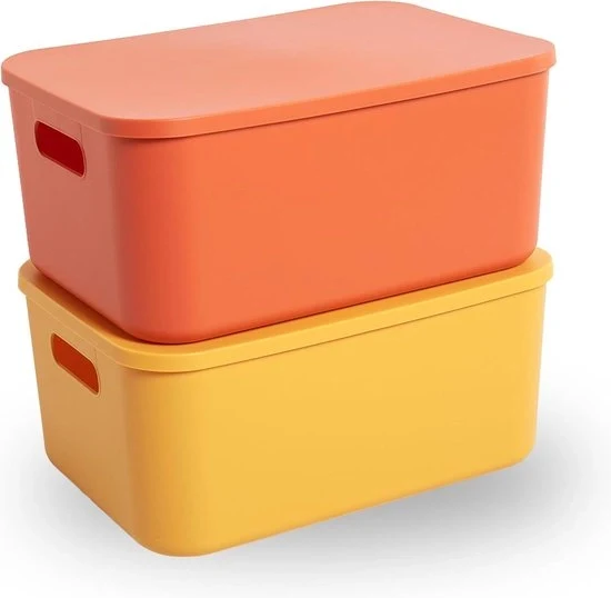 Cassetti di archiviazione in plastica stivellabili per pannelli - cucina bagno soggiorno classe - 36 x 26 x 16 cm - dimensione media - giallo arancione arredamento classe