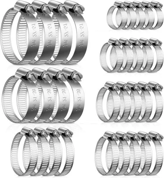 52 pezzi 6-51 mm clip per tubi in acciaio inossidabile - assortimento clip per tubi mini - vasca da bagno lavatrice laghetto giardino - 7 misure