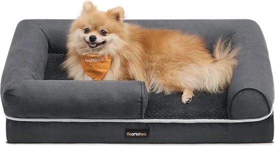 Letto per cani con bordi elevati - Cuscino per cani - Culla per cani - Caneletto per cani - Banca per cani - 76 x 51 x 18 cm - Fondotela rimovibile e lavabile - Sottopiede antiscivolo - Colore grigio scuro