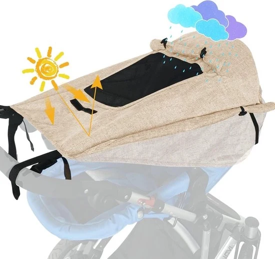 Ombrellone Universale per Carri per Bambini - Protezione UV - Khaki