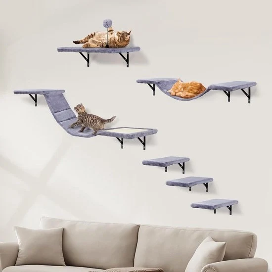 Kittenzona XXL - Albero per gatti con accessori - Set a 6 pezzi - Grigio chiaro