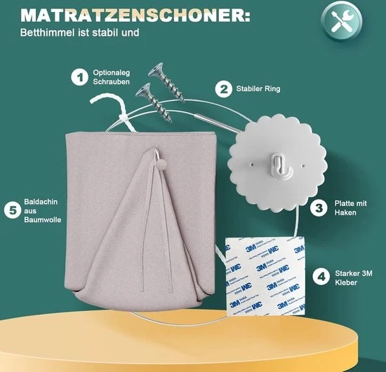 Decorazione per camera da letto bambini, baldacchino per camera da bambini, decorazione per camera da letto per bambini, decorazione per camera da letto per ragazzi, decorazione per camera da letto per bambini (grigio)