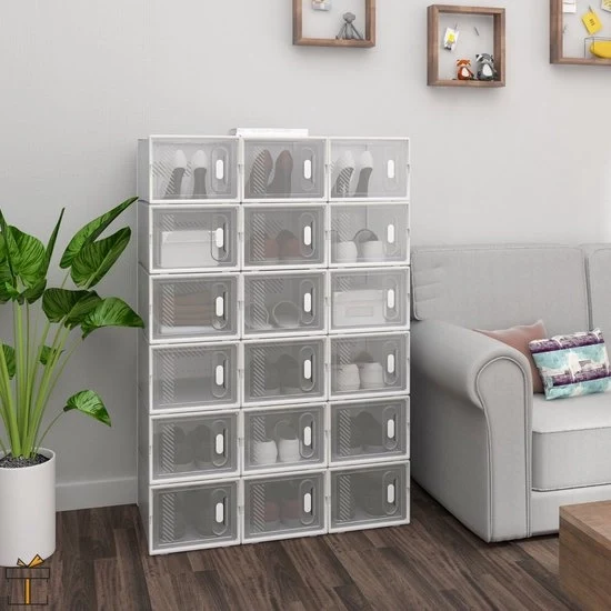 Cassetti di archiviazione - 18 pezzi - Stacking - Pannelli per scarpe - Sneaker - Giocattoli - Trucchi - Impermeabile