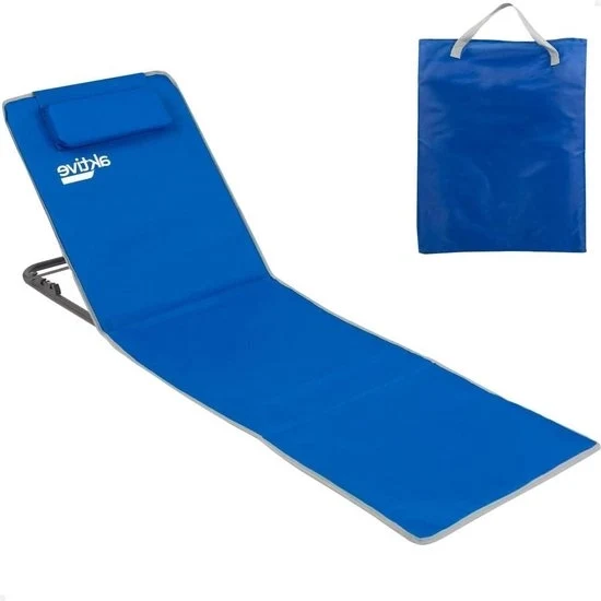 Sedia da spiaggia con schienale - Sedia da spiaggia pieghevole con borsa da trasporto - Dimensioni 48 x 130 x 43,5 cm - Cuscino da spiaggia imbottito - 2 posizioni