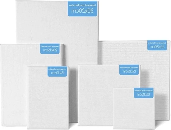 Set di 6 pezzi di tela per dipingere - Alta qualità tessuto di lino - Tela vuota in diverse misure - Per principianti e studenti - Artisti - Carta per disegno e pittura grande
