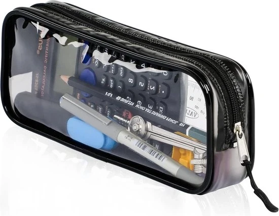Etui trasparente 22 cm x 4 cm x 9 cm - con chiusura robusta - PVC premium - impermeabile - per carta da lettera e articoli igienici. contenitore per penne