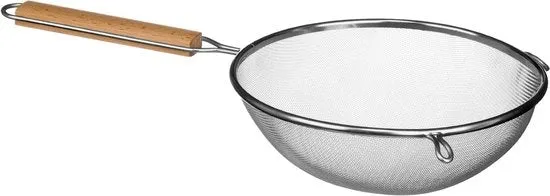Siftatore domestico con maniglia di legno - 24,5 cm - acciaio inox - naturale