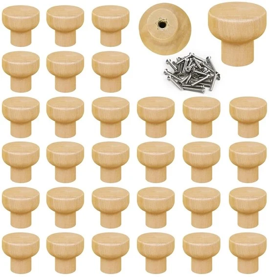 Set di Maniglie in Legno - Progetto semplice - Set da 30 - Materiale Naturale
