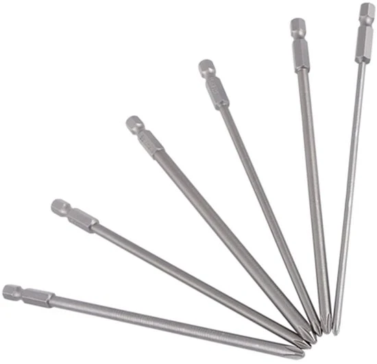 Set di Bit per Trapano Magnetico a 6 pezzi per Acciaio S2 150mm con Bit per Viti a Croce