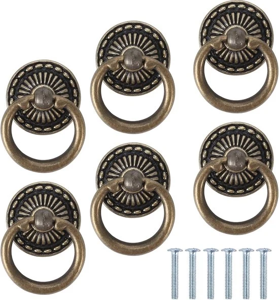 Pomelli di cassa vintage a 6 pezzi - rame - per arredamento