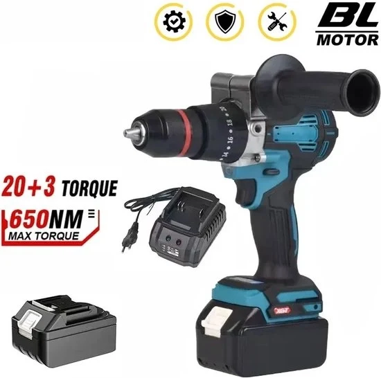 Macchina a Batteria Senza Filo 1500W 13mm 650nm Accu-Drill Martello elettrico Batteria Li-Ion - 18V Batteria