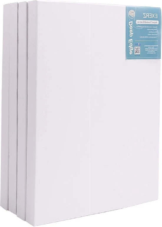 Stendardi per pittura - 80x100cm - 4-pack - Profilo profondo - Spessore 3.8cm - 380GSM - 100% Cotone - Primito a tre maniere - Acido-free - Grana medio - Pittura ad acrilico - Pittura ad olio stendardo grande