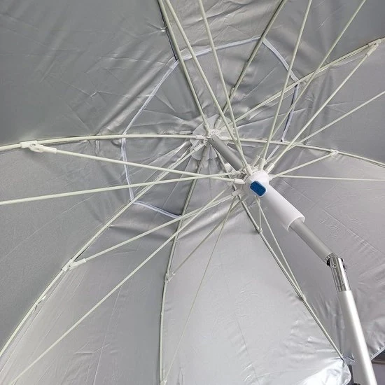 Parasole da spiaggia da 200 cm - Ombrellone da spiaggia grande con asta - Resistente al vento fino a 35 km/h - Alluminio - 8 nervature in fibra di vetro - Peso 16 kg