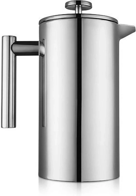 Caffettiera per caffè a pressione 15 litri in acciaio inox a doppia parete - Caffettiera con 2 filtri extra - argento