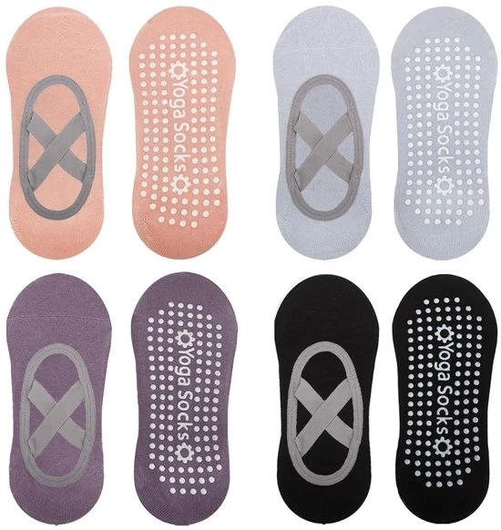 Sokkini Antislip per Donna e Uomo - 4 Paia - Calze con Grip Multifunzionali