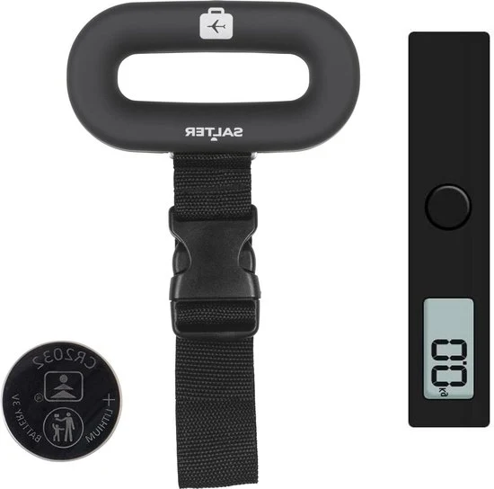 Pesa digitale bagaglio adulto nera - Salter 9500 BKDCTM - Pesa digitale da viaggio per bagaglio fino a 40 kg con contenitore adulto