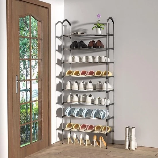 Scarpa metallica pieghevole - progettata per risparmiare spazio - nera - 8 livelli - 60 * 30 * 153