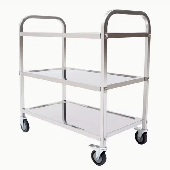 Carrello da Servizio a 3 Livelli in Acciaio Inox Carrello da Caffè e da Cucina Carrello Gastro per Ristoranti e Uso Domestico