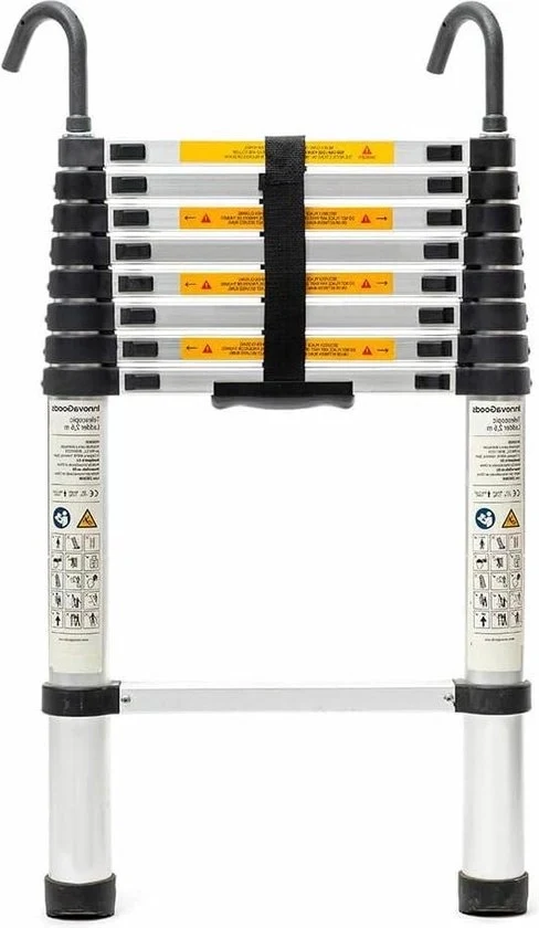 Ladder telescopica - Voulanti in alluminio 32 m - Scala a scomparsa con chiusura a sicurezza e ganci rimovibili