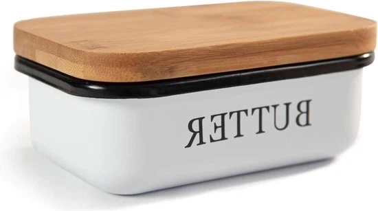 Vasetto per burro con coperchio in legno - 250 g burro - multifunzionale - ciotola per burro - elegante e duraturo - coperchio in bambù - sostegno per formaggio in legno