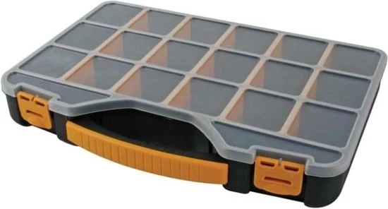 Scatola di raccordo con 20 compartimenti - Coperchio trasparente - Stivabile - Giallo/Nero - 326 x 257 x 48 mm cassettiera di ordinamento