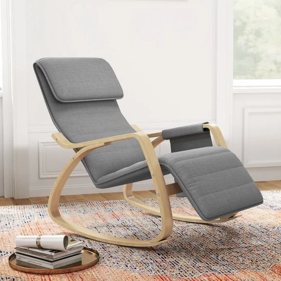 Sedia oscillante - Sostegno regolabile per i piedi - Lato laterale - Sostegno per la testa - Grigio