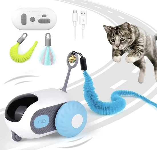 Giocattolo per gatti con telecomando – Giocattolo intelligente interattivo per gatti – 2 modalità di gioco – Ricaricabile – Regalo per gatti – Blu
