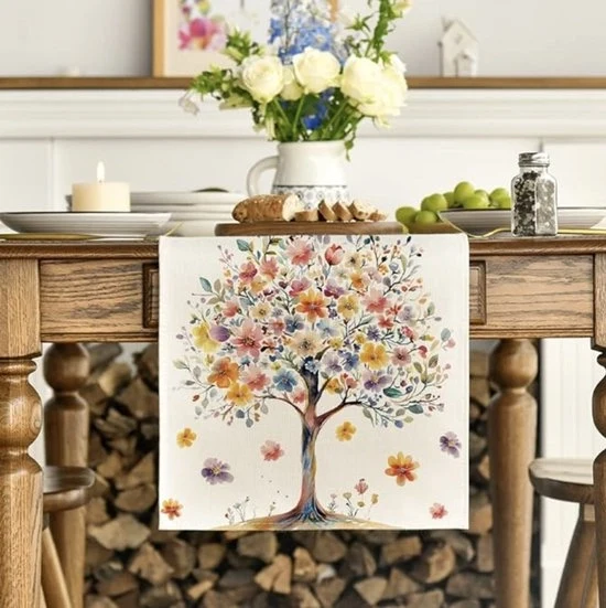 Tavolo da giardino con albero e fiori 40x180cm