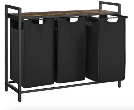 Asciugatrice 39,8L a 4 Compartimenti – Asciugatrice Sorteratrice – Tessuto Oxford Asciugacapelli con Divisori Interni – Organizzatore Asciugatrice Solida per Bagno o Cucina – Misto Cuoio/Nero