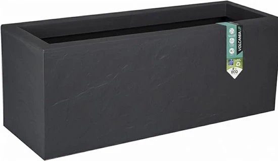 Vaso per piante per giardino 80 cm – Ciotola quadrata per fiori 40x80x40 cm – Plastica con finitura in pietra – Grigio antracite – Per interni ed esterni
