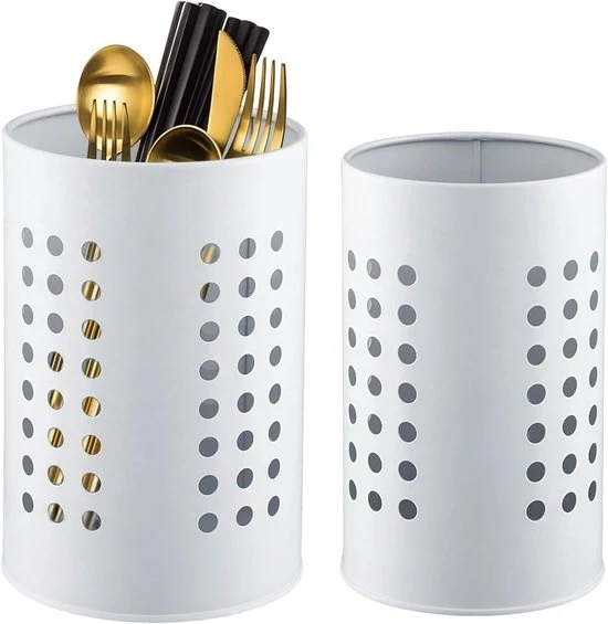 Sostegno per accessori da cucina in acciaio inox - Cassetto per posizionamento forchette - 2 pezzi - Bianco - Rondi